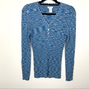 Sundance Women’s Henley Ribbed Top Medium Blue